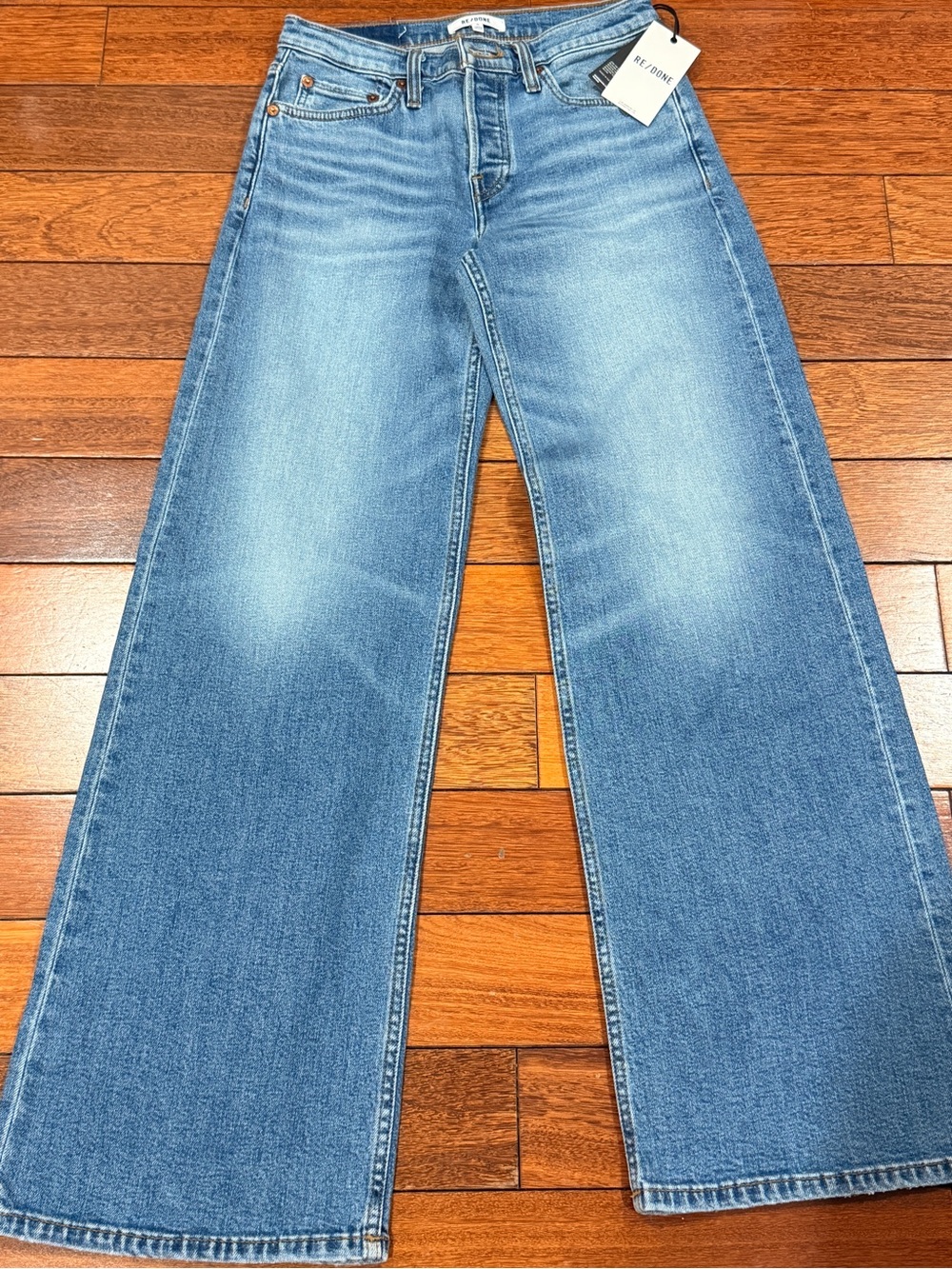 Re/Done High-Rise Wide-Leg Jeans - Light Blue NEW